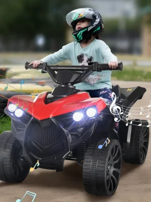 Kids Electric Car, 6V Toddler ATV  Ride-On Toy, 4-Wheel Battery Powered Motorbike for Kids 1-6 Years Old, In/Outdoor Playroom