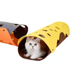 Felt Cat Tunnel DIY Color Patch Cat Toy, Egg Roll Shape Self-Entertainment Collapsible Washable Foldable, 1 Piece