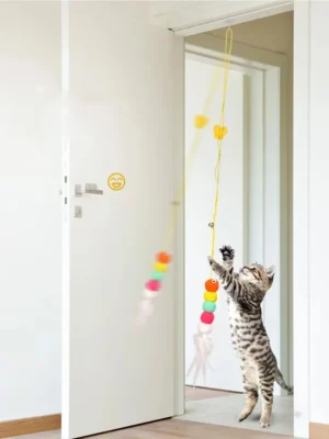 Pet Cat Toys Funny Stick Kitten Self -hi Elastic Rope Dragonfly Shape Feather Bell Teasing Stick Hanging Swing Thousands