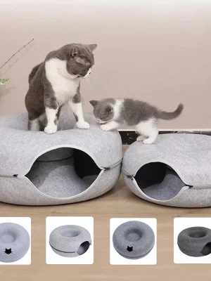 B-Tunnel Donut Cat Bed Interactive Tunnel Pet Felt Indoor Toys Cats House Kitten Training Toy Cat Kennel Cat Accessories