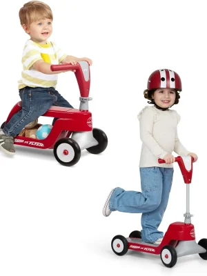 Scoot 2 Scooter for Kids Ages 1-4, Blue/Red/Pink, Durable 4-Wheel Ride-On Toy with Flip Deck