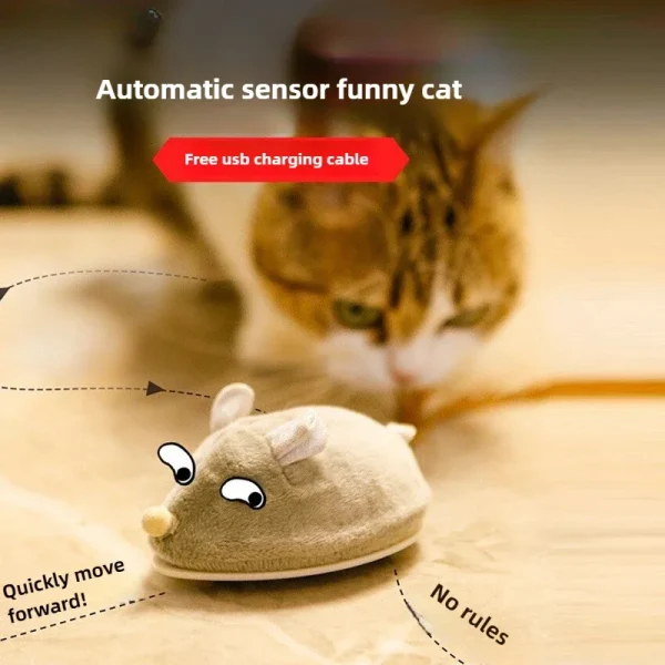 New Automatic Cat Toy Intelligent Electric Mouse USB Charging Sound Toy Interactive Squeaky Cat Toy