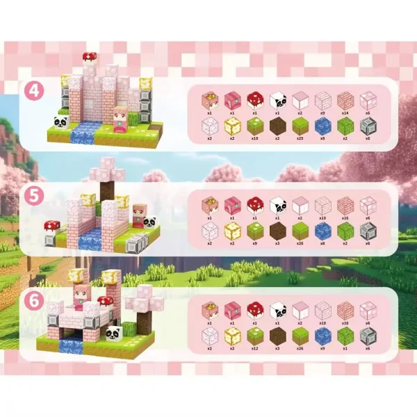 100Pcs Magnetic Building Blocks Set for Kids 3-10 Years Pink House Theme Educational Toy Boys Girls Birthday Gift