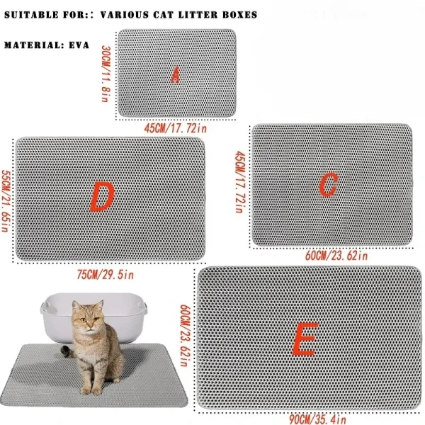 Cat Litter Mat Heavy Duty Waterproof 2 Layer Non Slip Washable Pet Floor Protector Litter Box Sand Stopper Pet Product