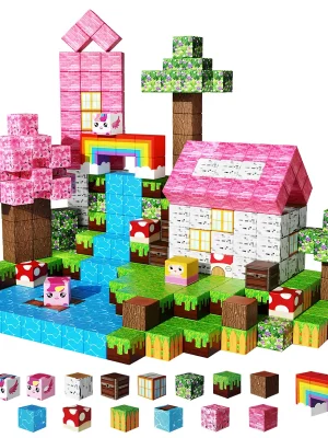Magnetic Building Blocks,  Rainbow Unicorn Magnetic Cubes, Education Toys for Girls and Boys, Ideal Christmas Birthday Gifts
