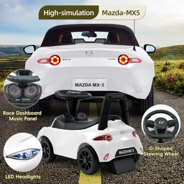Kids Push Car for Toddlers, Licensed Mazda Toddler Car, Ride on Toy with Horn, Music, Lights, Under Seat Storage