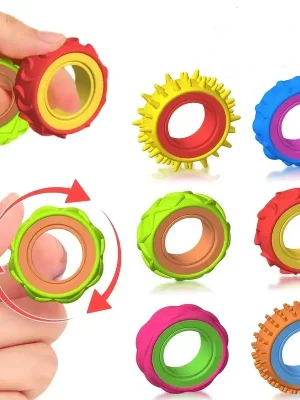 Rotating Fidget Ring Sensory Finger Spinner Anti-Anxiety Stress Relief Toys for Adults ADHD Autism Quiet Classroom Prizes Gifts