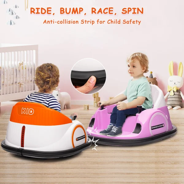12V Kids Ride On Bumper Car Toddlers Electric Bumping Car Battery Powered Ride On Toy with Remote Control,360°Spin, LED Lights