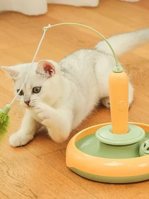 Multifunctional Electric Cat Toy Sturdy Design Self Rotating Interactive Cat Toy Reusable Self Rotating Teaser