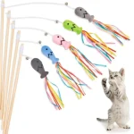Cat Wand Toys Fish Shape Interactive Colorful Ribbons Bell Toys with Catnip Kitten Teaser Cat String Toy Pet Accessories