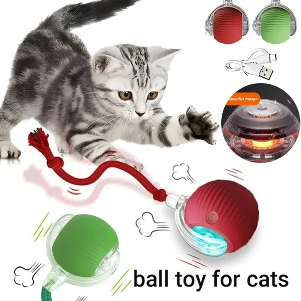 Pet Smart Interactive Ball Rechargeable Cat Ball Smart Kitten Dog Interaction Toy Intelligent Toy Ball Automatic Rolling Cat Toy