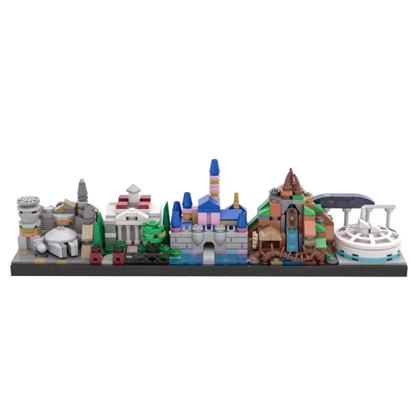 MOC Disney World Moana Skyline Disneyland Animal Kingdom Interlocking Building Blocks Set Toy Volcano Island Assembly Model Gift