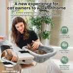 Cat Desk Bed One-Click Folding Sunken Design Space-Saving Semi-Circular Cat Desk Hammock Perch For Home Office Indoor Cats