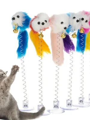 Cartoon Pet Cat Toy Stick Feather Rod Mouse Toy With Mini Bell Cat Catcher Teaser Interactive Cat Toy