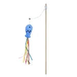 Cat Wand Toys Fish Shape Interactive Colorful Ribbons Bell Toys with Catnip Kitten Teaser Cat String Toy Pet Accessories