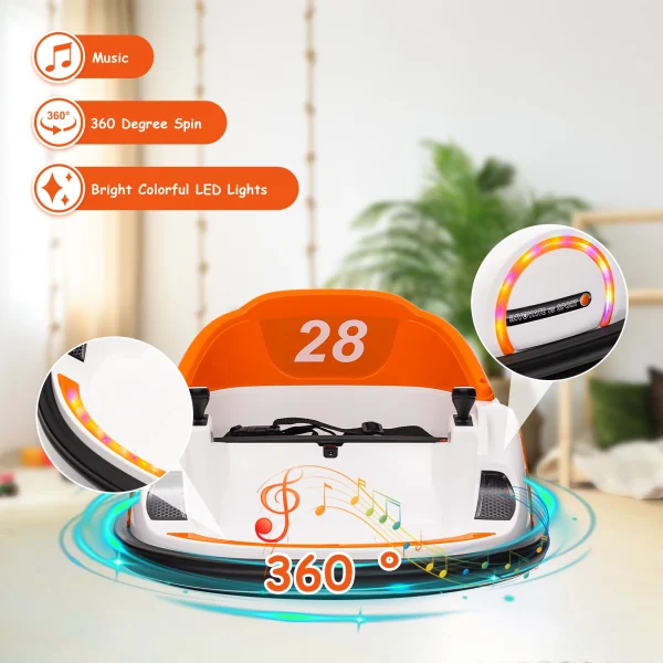 12V Kids Ride On Bumper Car Toddlers Electric Bumping Car Battery Powered Ride On Toy with Remote Control,360°Spin, LED Lights