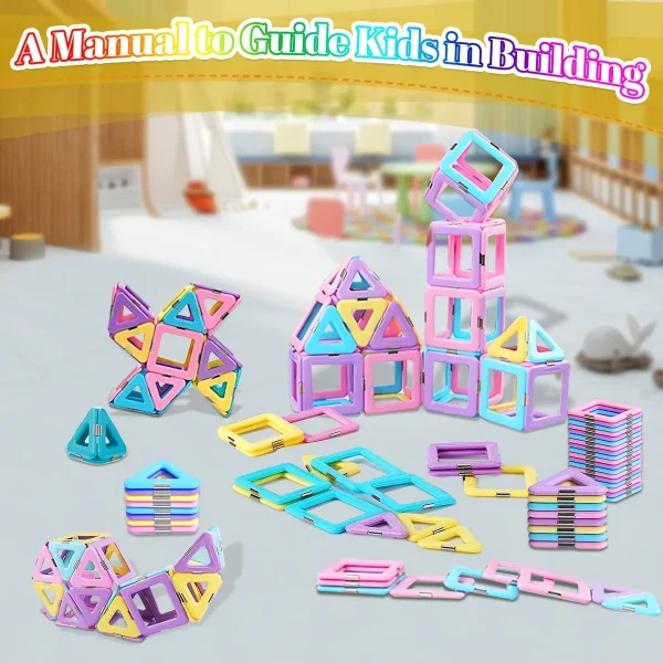 Large Magnetic Building Block Toy Set - Stem Educational Construction Toy, Colorful Mix, Creative Birthday/Holiday Gift
