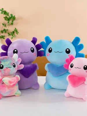 Cross-Border New Model of Axolotl Plush Toy in Four Colors, Cross-Border Hexagonal Dinosaur Toy, Soft Axolotl for Couples