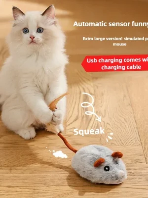 New Automatic Cat Toy Intelligent Electric Mouse USB Charging Sound Toy Interactive Squeaky Cat Toy