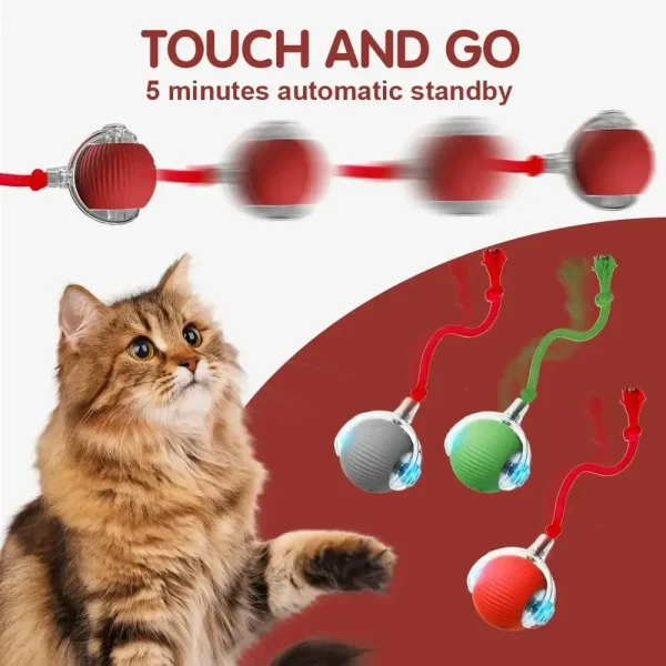 Pet Smart Interactive Ball Rechargeable Cat Ball Smart Kitten Dog Interaction Toy Intelligent Toy Ball Automatic Rolling Cat Toy