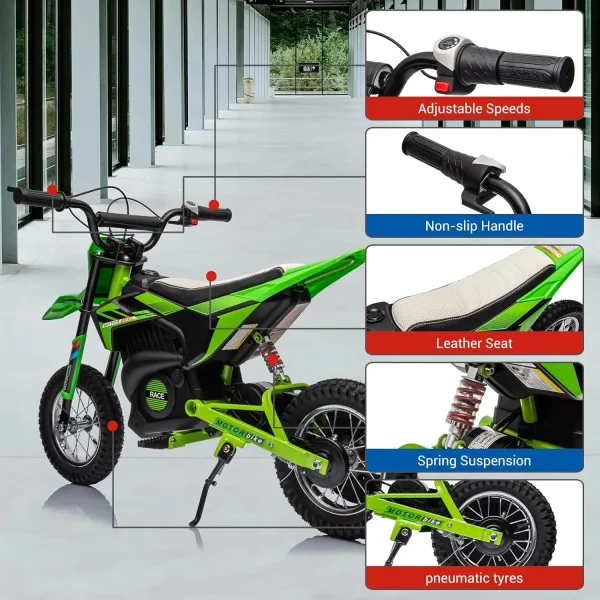 24V Kids Ride-on Toy, 250w Motor Electric Dirt Bike Toy With 13.6 MPH Top Speed, Twist-Grip Throttle For Boys & Girls 3-8
