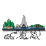 MOC Disney World Moana Skyline Disneyland Animal Kingdom Interlocking Building Blocks Set Toy Volcano Island Assembly Model Gift
