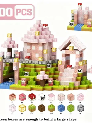 100Pcs Magnetic Building Blocks Set for Kids 3-10 Years Pink House Theme Educational Toy Boys Girls Birthday Gift
