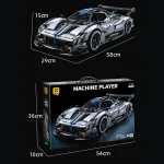 Silver-Blue Racing Sports Car Building Set High-quality materials for car enthusiasts to assemble their own supercar model