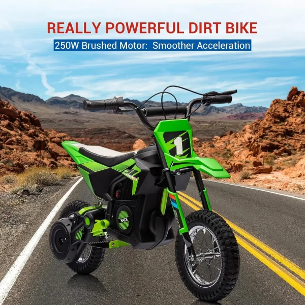 24V Kids Ride-on Toy, 250w Motor Electric Dirt Bike Toy With 13.6 MPH Top Speed, Twist-Grip Throttle For Boys & Girls 3-8