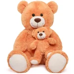 MorisMos Mom and Baby Giant Teddy Bear, 39inch Large Teddy Bears Stuffed Animal Plush for Baby Shower, Orange