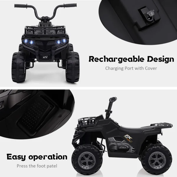 12V Kids Ride On Electric ATV, Ride Car Toy with Bluetooth Audio,High/Low Speed, LED Headlights, Battery Indicator & Radio
