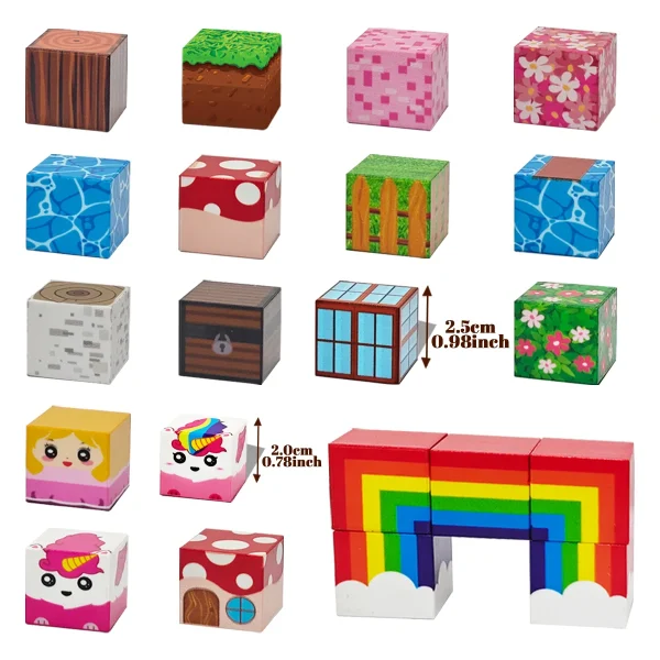 Magnetic Building Blocks,  Rainbow Unicorn Magnetic Cubes, Education Toys for Girls and Boys, Ideal Christmas Birthday Gifts
