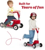 Scoot 2 Scooter for Kids Ages 1-4, Blue/Red/Pink, Durable 4-Wheel Ride-On Toy with Flip Deck