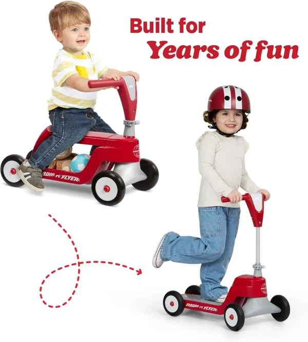 Scoot 2 Scooter for Kids Ages 1-4, Blue/Red/Pink, Durable 4-Wheel Ride-On Toy with Flip Deck