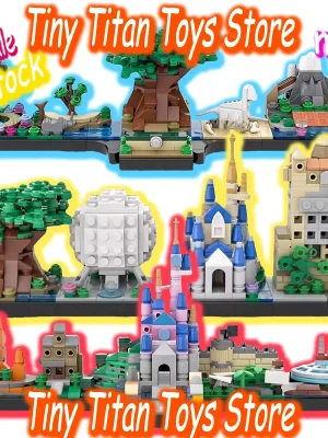 MOC Disney World Moana Skyline Disneyland Animal Kingdom Interlocking Building Blocks Set Toy Volcano Island Assembly Model Gift