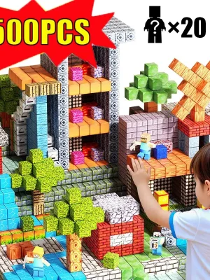 500PCS Magnetic Building Blocks Montessori STEM Educational Sensory Toys Mine World Magnet Cube Gifts For Kids Boys Girls