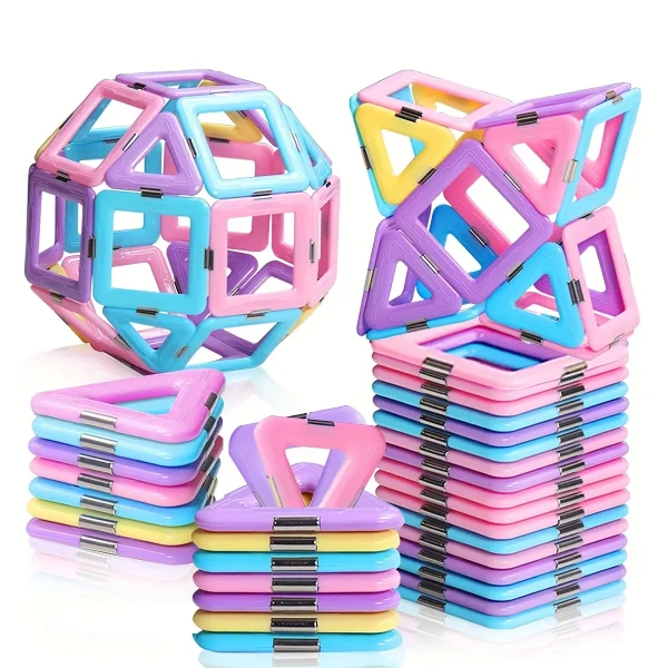 Large Magnetic Building Block Toy Set - Stem Educational Construction Toy, Colorful Mix, Creative Birthday/Holiday Gift