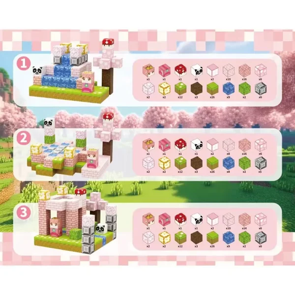 100Pcs Magnetic Building Blocks Set for Kids 3-10 Years Pink House Theme Educational Toy Boys Girls Birthday Gift