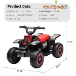 6V Kids Ride On Car Electric ATV,with LED Headlights,Music,Forward & Reverse,Ride-On Toy for Toddlers Boys & Girls