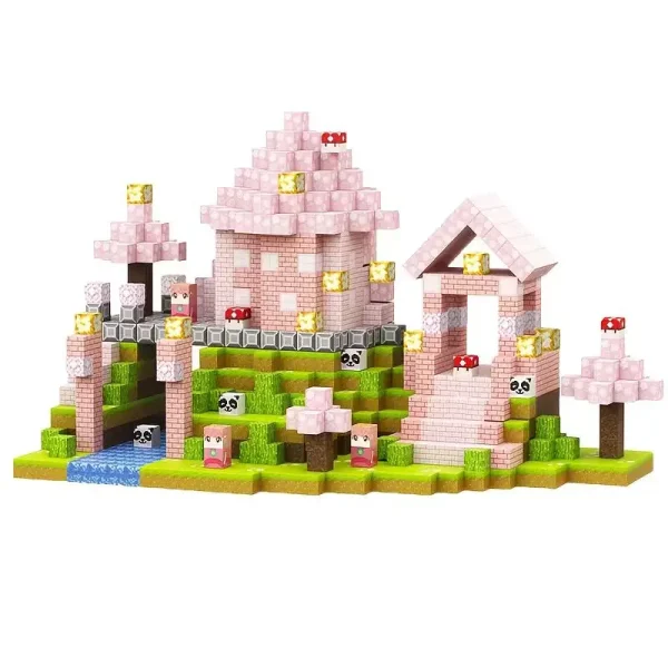 100Pcs Magnetic Building Blocks Set for Kids 3-10 Years Pink House Theme Educational Toy Boys Girls Birthday Gift