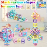 Large Magnetic Building Block Toy Set - Stem Educational Construction Toy, Colorful Mix, Creative Birthday/Holiday Gift