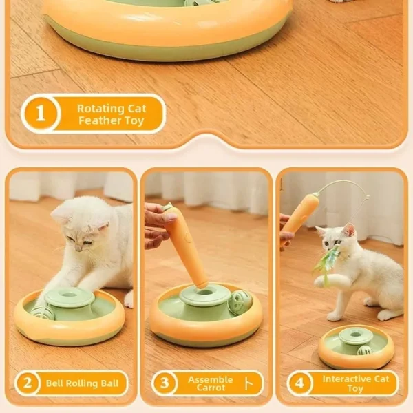 Multifunctional Electric Cat Toy Sturdy Design Self Rotating Interactive Cat Toy Reusable Self Rotating Teaser