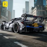 Silver-Blue Racing Sports Car Building Set High-quality materials for car enthusiasts to assemble their own supercar model