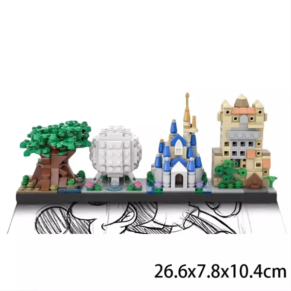 MOC Disney World Moana Skyline Disneyland Animal Kingdom Interlocking Building Blocks Set Toy Volcano Island Assembly Model Gift