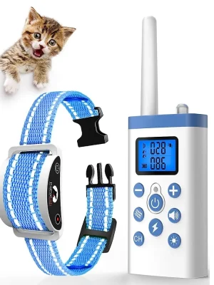 PaiPaitek Cat Training Collar,Cat Shock Collar with Remote ,Cat Stop Meowing Collar, Remote Control/Automatic Anti-Meow for Cats