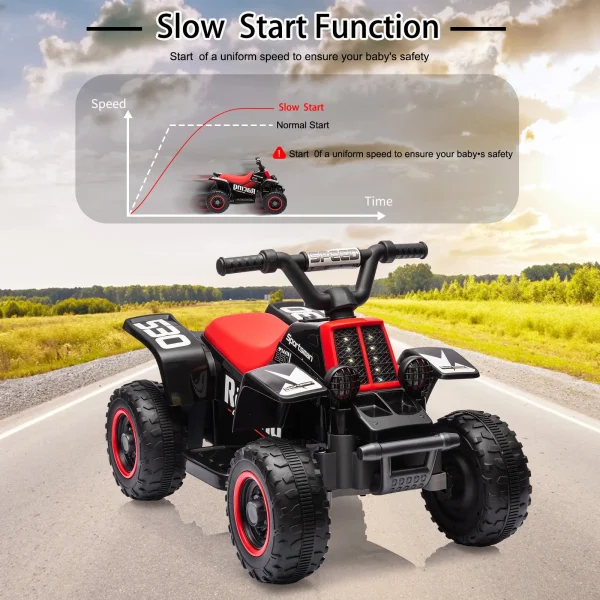 6V Kids Ride On Car Electric ATV,with LED Headlights,Music,Forward & Reverse,Ride-On Toy for Toddlers Boys & Girls