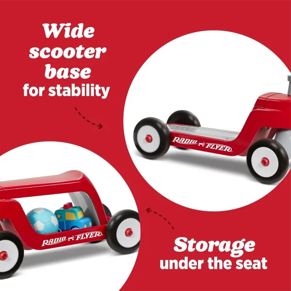 Scoot 2 Scooter for Kids Ages 1-4, Blue/Red/Pink, Durable 4-Wheel Ride-On Toy with Flip Deck