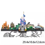 MOC Disney World Moana Skyline Disneyland Animal Kingdom Interlocking Building Blocks Set Toy Volcano Island Assembly Model Gift